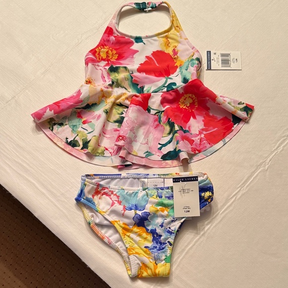 NWT 12mos kids Ralph Lauren Colorful Floral Swimsuit bikini - Picture 1 of 6